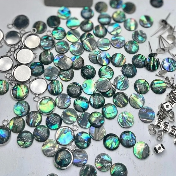 Real Paua Abalone Shell Flatbacks Stud Earrings & Bezels more DIY Jewelry Making - Picture 1 of 12